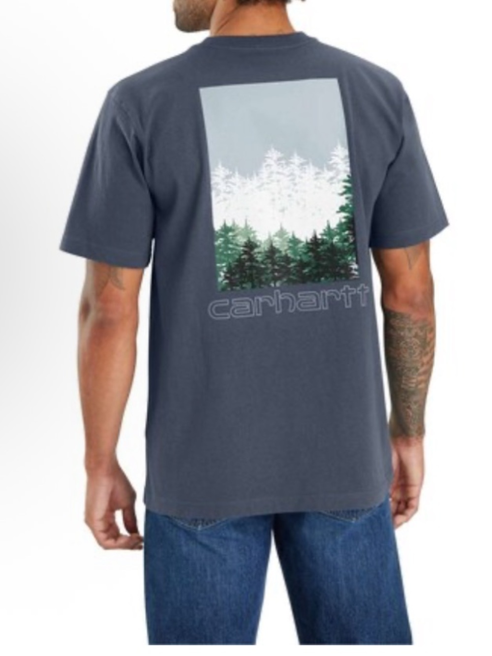 Carhartt Blue/gray Short-Sleeve Tee with Forest Graphic size xl